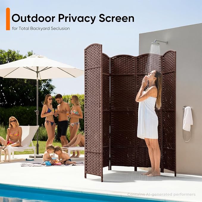 Outdoor Privacy Screen 6-Panel Folding Room Divider Space Partition | 67" H x - Image 7