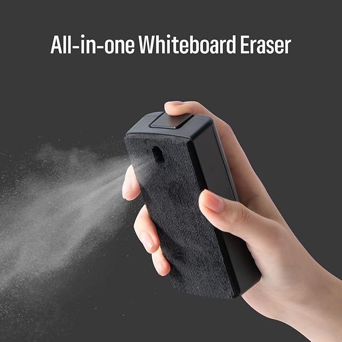loukin All-in-One Magnetic Dry Erase Eraser, Patent Whiteboard Eraser with Whiteboard Cleaner, Ideal for Classroom, Home and Office Use, 2 Markers Included