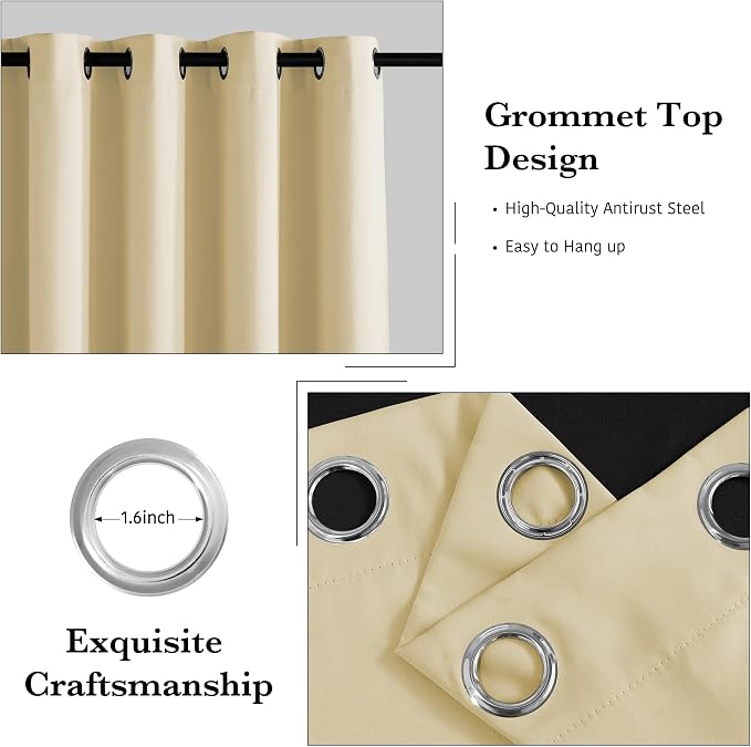RYB HOME 100% Blackout Curtain, Bedroom Patio Sliding Glass Door Drape | Extra - Image 6
