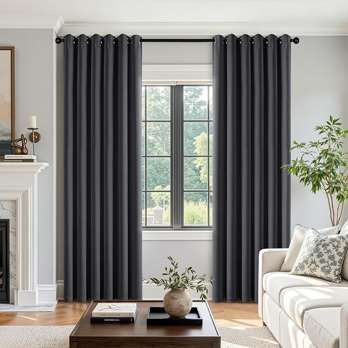 Dark Grey Blackout Curtains for Bedroom Living Room W40 x L84 Inch | 84 Inch - Image 5
