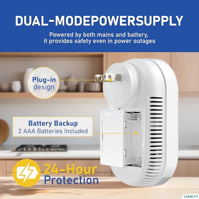 LSENLTY Portable Carbon Monoxide Detector with Battery, 2.7 Inch Large Screen Plug-in CO Detector, Lsenlty 3-in-1 Portable CO Detector (Temp and Hum), with Remind Function for RVs, Hotels, Travel