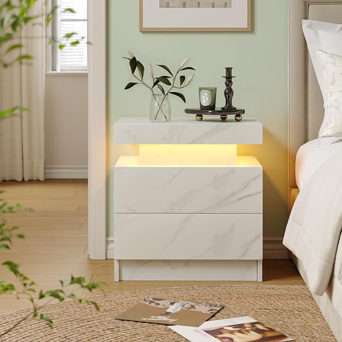 Modern White LED Nightstand for Bedroom Bedside Table - Image 4