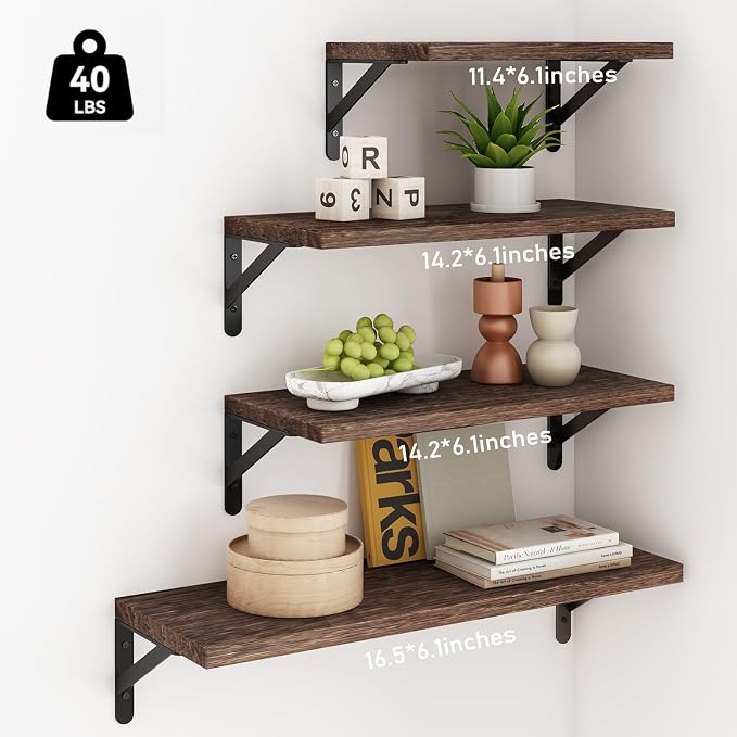 YGEOMER 4 Different Sizes Floating Shelves - Image 3