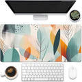 Eflxamz Desk Pad,Abstract Colorful Leaves Desk Mat,Abstract Line Art Large Gaming Mouse Pad for Desk,Extended Big Computer Keyboard Mouse Pad with Non-Slip Base and Stitched Edge,35.4"x15.7"