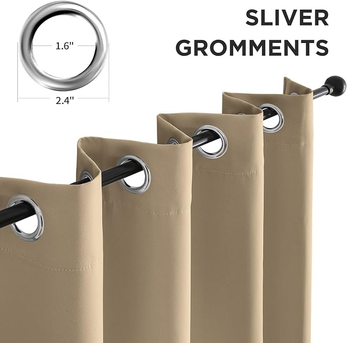 CUCRAF Light Beige Blackout Curtains 72 inch Length, Thermal Insulated Room - Image 2