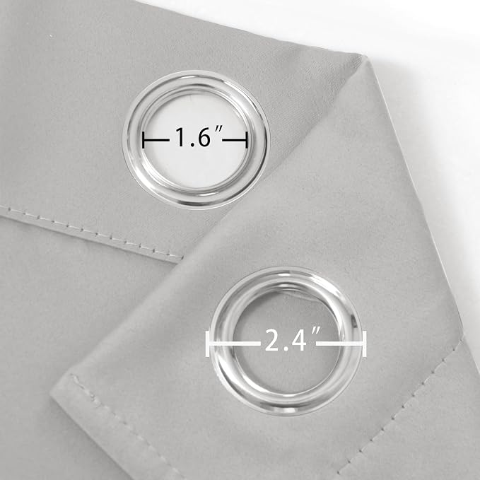 Light Grey Blackout Curtains/38 x 54 Inch/Set of Two Panels Grommet Living Room - Image 5