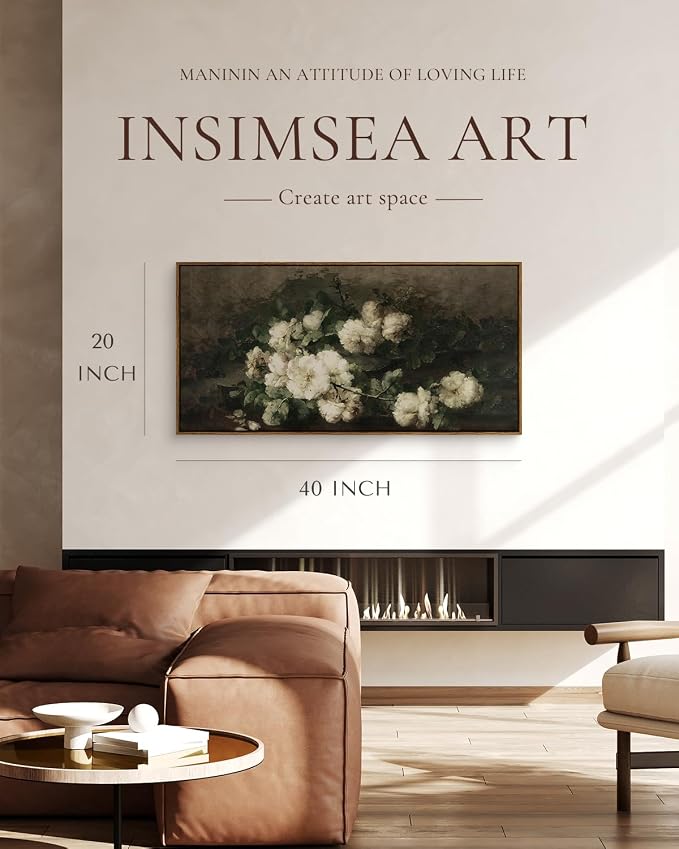 InSimSea Extra Large Framed Vintage Wall Art, Flowers Prints, 20x40inch | - Image 3