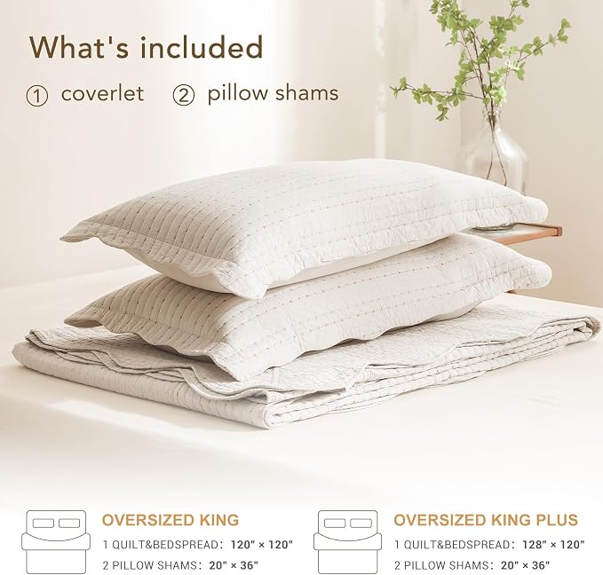Lady Ann Oversized King Bedspreads 128x120, Lightweight Quilted Wheat Coverlet - Image 6