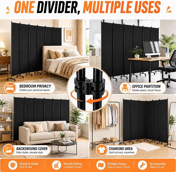 Room Divider, 4-Panel Folding Privacy Screen - Image 6
