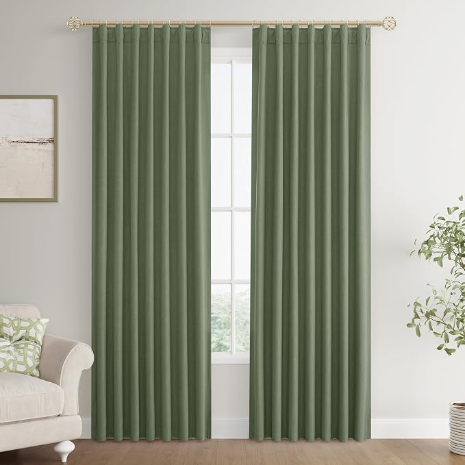 Joywell 100% Blackout Linen Curtains 90 Inch by Joywell