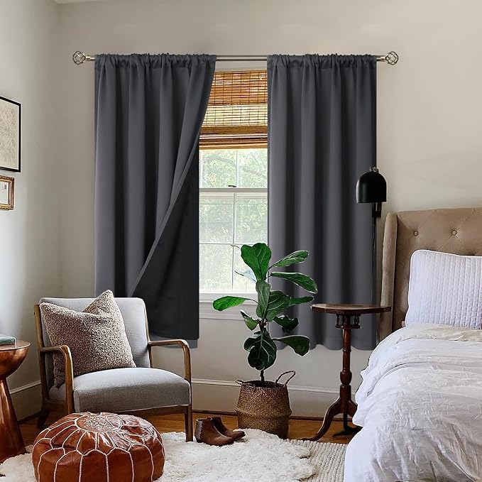 BGment Dark Grey 100% Blackout Curtains - Image 2