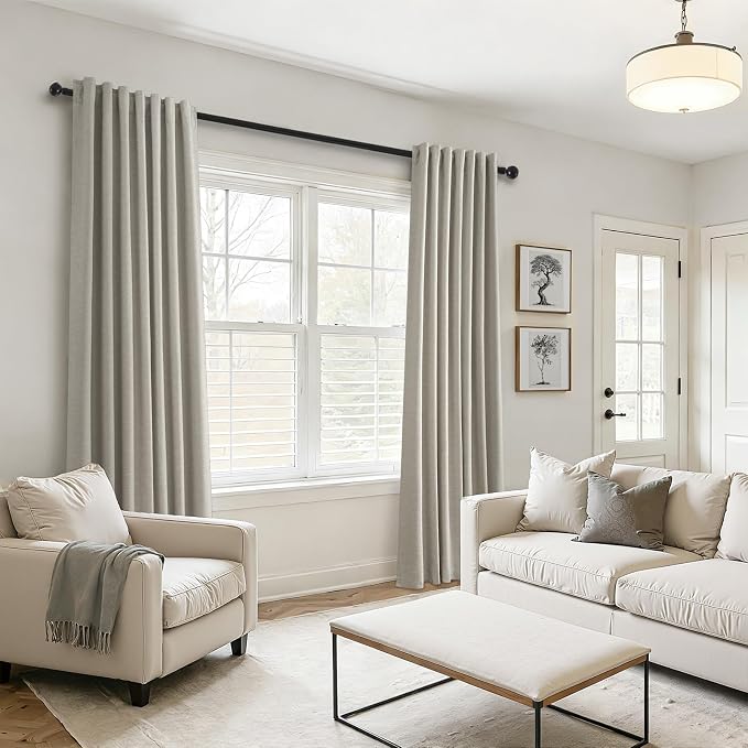 Topfinel 90 Inches Linen Curtains 100% Blackout Curtain - Image 7