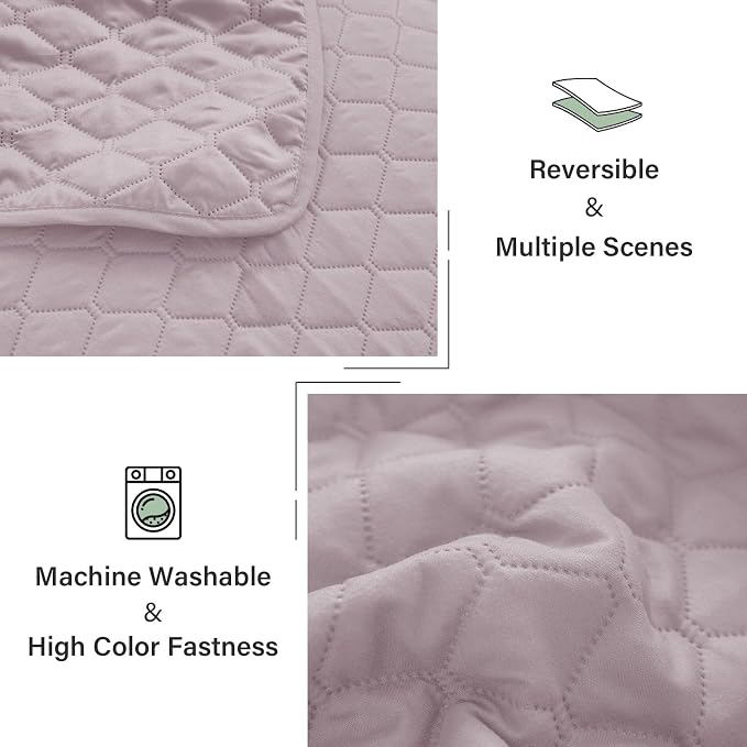 Exclusivo Mezcla Reversible Twin Quilt Bedding Set, Lilac Ash | Lightweight - Image 6
