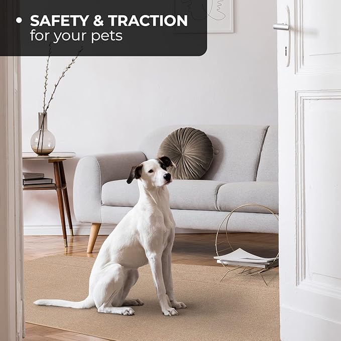 House, Home and More Skid-Resistant Carpet Indoor Area Rug Floor Mat - Pebble Beige - 8 Ft X 10 Ft - Non Slip Rubber Backing, Stain Resistant, Dog Friendly, Living Room Bedroom Kitchen Entryway
