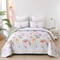 Dinjoy King Size Quilt Set, Boho Floral Quilts Coverlet Set, 3 Pieces | Boho by DINJOY