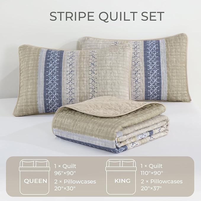 Cottolester Queen Quilt Bedding Set, All Seasons Microfiber Boho Quilt Set - Image 8