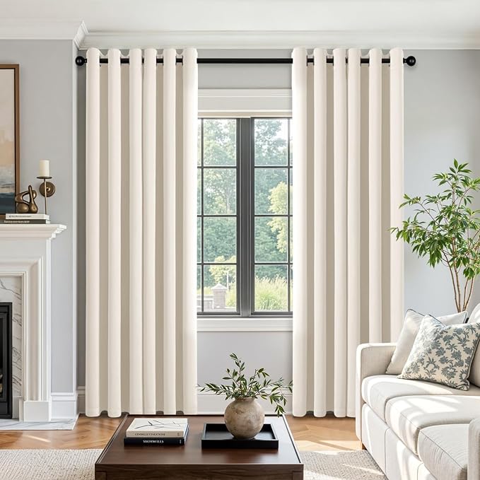 Beige White Blackout Curtains for Bedroom Living Room W40 x L84 Inch | 84 Inch - Image 5