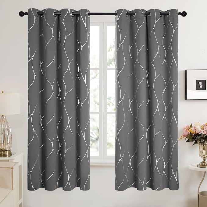 Deconovo Curtains for Living Room, Pattern Blackout Curtains 72 Inches Long | - Image 2