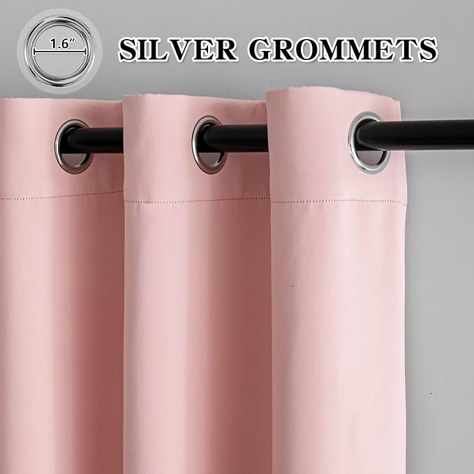IGEMAEVE Blackout Curtains for Bedroom Grommets Gossamer Pink 52" W x 96" L | - Image 3