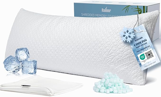 Firm Memory Foam Body Pillow for Adults, Cooling & Adjustable Full Body Pillow by RainmrBedding