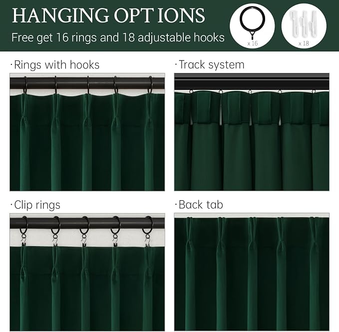 108 Inch Long Hunter Green Velvet Curtains - Image 4