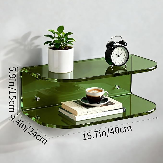Acrylic Floating Nightstand, Wall Mounted Bedside Table Shelf - Image 3