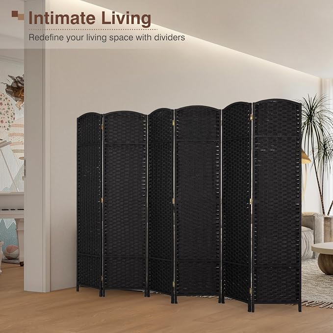 Room Divider 6 Panel 5.6 FT Tall Privacy Screen Waterproof Wood Frame Partition - Image 2