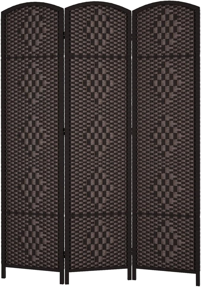 RHF Room Divider Panel, 3 Panel Partition Room Dividers Screen, Dark Mocha | by RoseHomeFashion