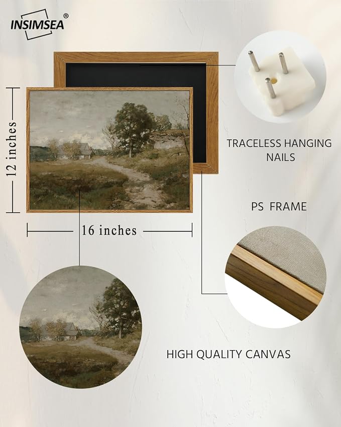 InSimSea Framed Canvas Wall Art Decor, French Countryside Painting, Farmhouse - Image 5