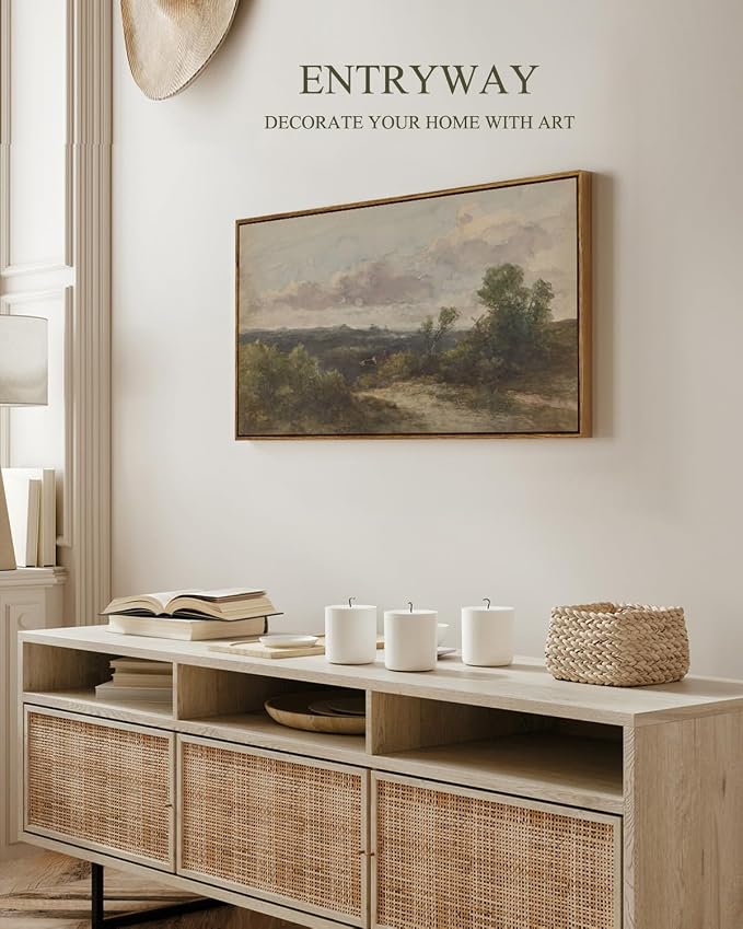 InSimSea Extra Large Framed Vintage Wall Art, Hill Sky Landscape, 20x40inch | - Image 4