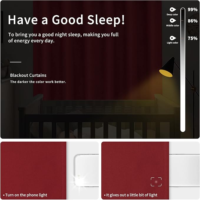 Easy-Going Thermal Grommet Blackout Curtains, 2 Panels 42x84 in | Christmas Red - Image 2