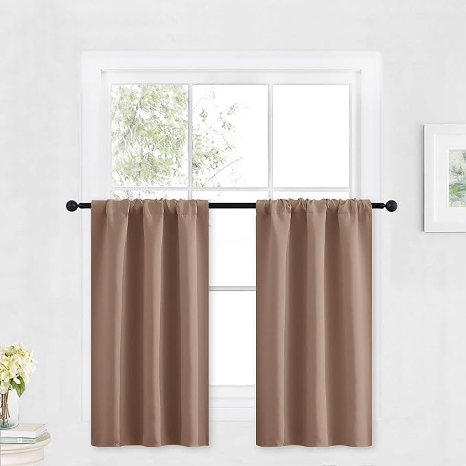 RYB HOME Cafe Blackout Curtains 30 inch Length, Short Window Curtain Tiers | by RYBHOME