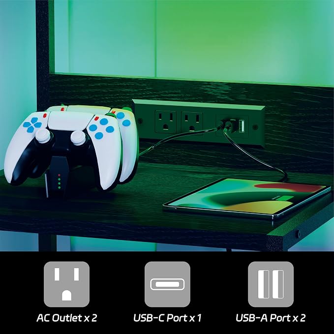 SZLHANJZ LED Nightstand with Charging Station, 3 Fabric Drawers, Storage Side - Image 7