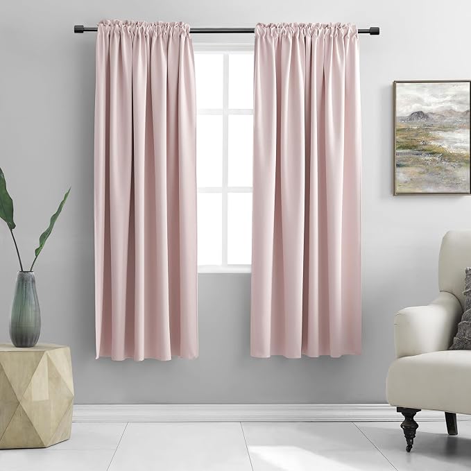 Blush Pink Curtains 72 Inch Length by DONREN