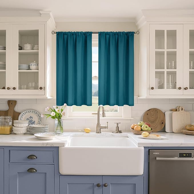 BGment Teal Blue Blackout Curtains 40 Inch Long - Image 2