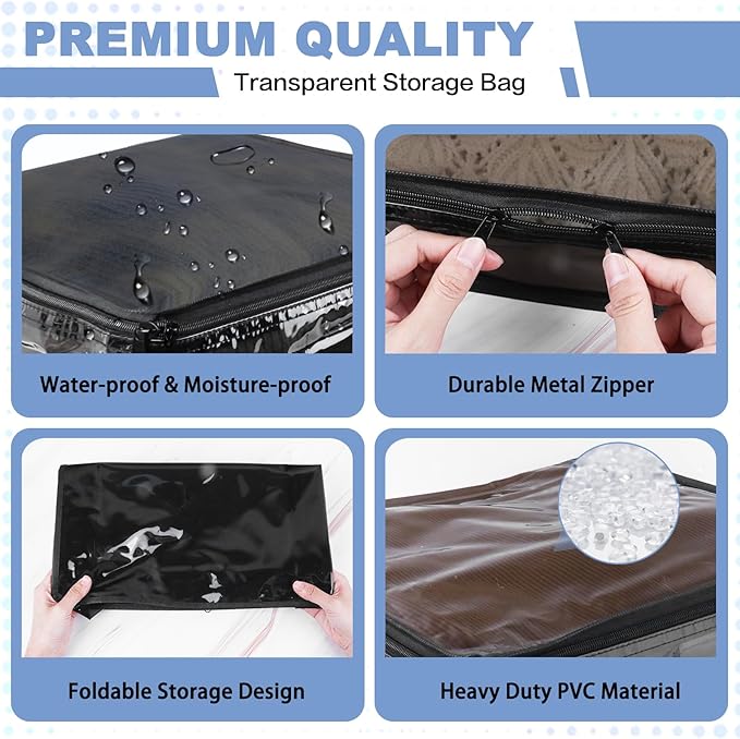 Clear Zippered Plastic Clothes Storage Bags, 6 Pack, Size: 12 x 12 x 12 Inch - Image 3
