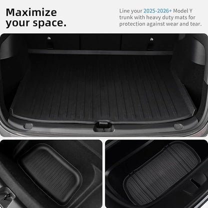 6 Pcs Liners for New Tesla Model Y Juniper Accessories 2025 2026 All Weather Floor Mats Front Frunk Rear Trunk Mats Cargo Liner TPE Anti-Slip 5-Seater
