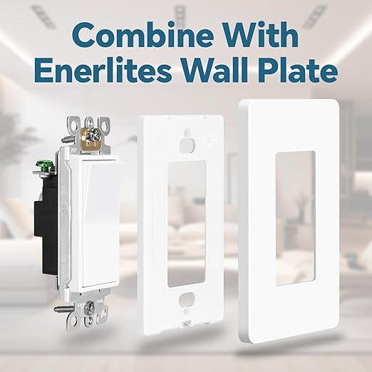 ThunderWay Matte White Single Pole Decorator Light Switch with Screwless Wall Plate, 15 A 120/277 V, ON/Off Rocker Paddle Interrupter, Self-Grounding, Residential Grade, UL Listed (10 Pack)