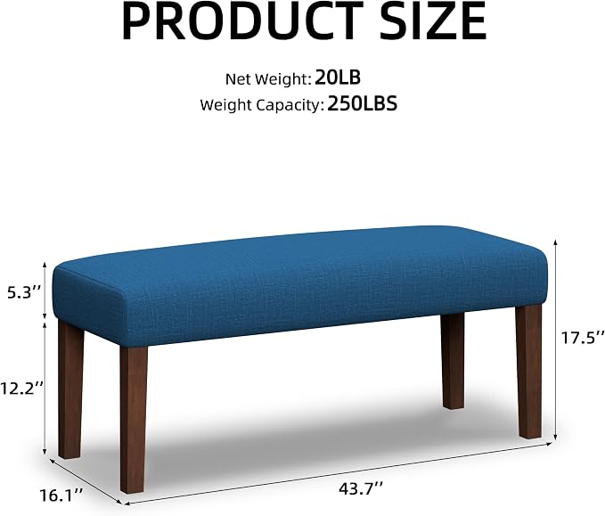 44Inch Bench, Fabric End of Bed Bench, Entryway Benches, Upholstered Bench - Image 2