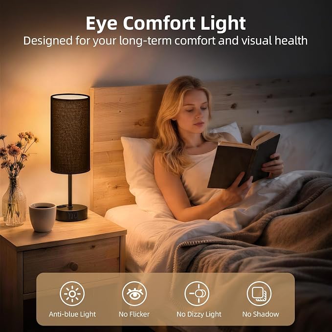 Table Lamp for Nightstand, High-Sensitivity Touch, 3-Level Dimmable Bedside Lamp - Image 5