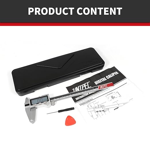 Unipec 8 Inch/ 200mm IP54 Grade Stainless Steel Digital Caliper & Stainless Steel Rule, Inch/Millimeter/Fraction Conversion, Large LCD Screen