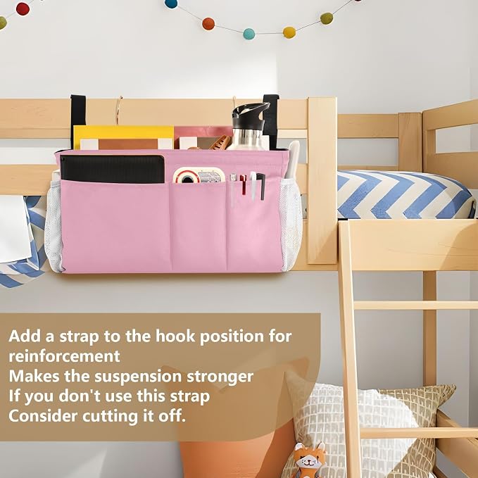 DOMIKING Pink Bedside Caddy for Dorm Bed Recliner Armrest Organizer - Image 6