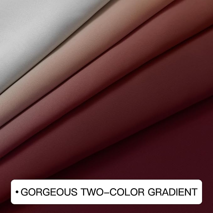COSVIYA Grommet Room Darkening Ombre Red Curtains W52xL84 inch | Gradient Drapes - Image 4