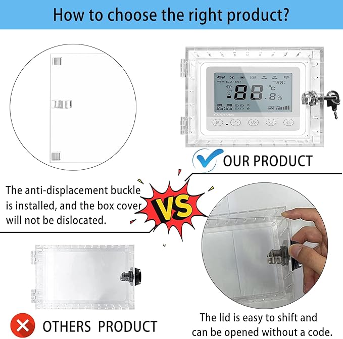 Young Dance Universal Thermostat Lock Box with Key,Clear Large Thermostats Guard for Thermostat on Wall,Thermostat Cover Fits Thermostats 6.5" H x 4.72" W x 1.97" D or Smaller (1 Set)