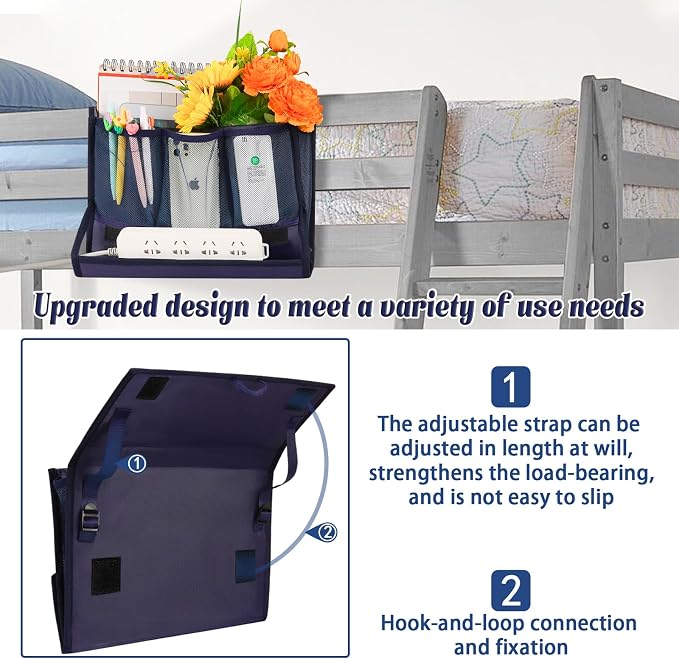 Bedside Caddy Organizer for Dorm Bed Rails - Image 4
