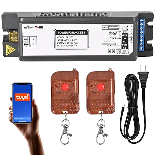 Smart Access Control Power Supply Controller, 12V/14V 3A with Delay Timer, WiFi & Tuya App Remote, 433MHz Remote Control, Compatible with Electric Locks, Door Access Systems & Intercoms