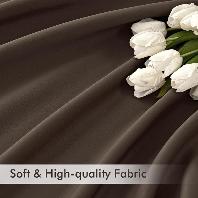 MIULEE Chocolate Brown Back Tab Blackout Curtains 52x120 Inch 2 Panels Set | - Image 6
