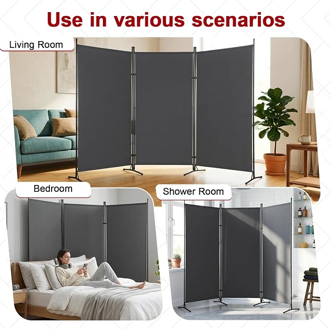 NChanmar 6FT Room divider 3-Panels Folding Privacy Screens - Image 5