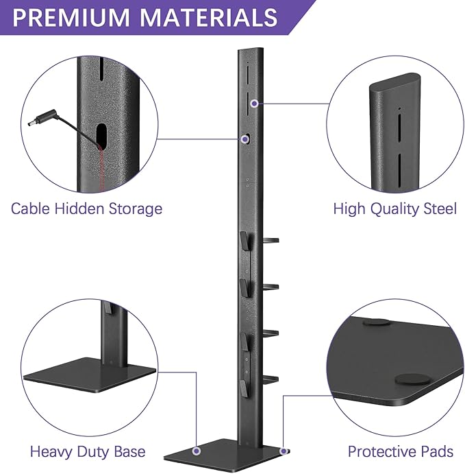 XIGOO Storage-Stand-Docking-Station-Holder Compatible with V15 Detect V11 V10 V8 V7 V6 Cordless Vacuum Cleaners, Stable Metal Organizer Rack(White, 5 Hooks)