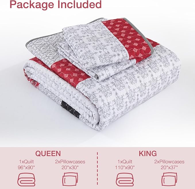 WONGS BEDDING Stripe Quilt Set King, Breathable All-Season Coverlet - Image 7